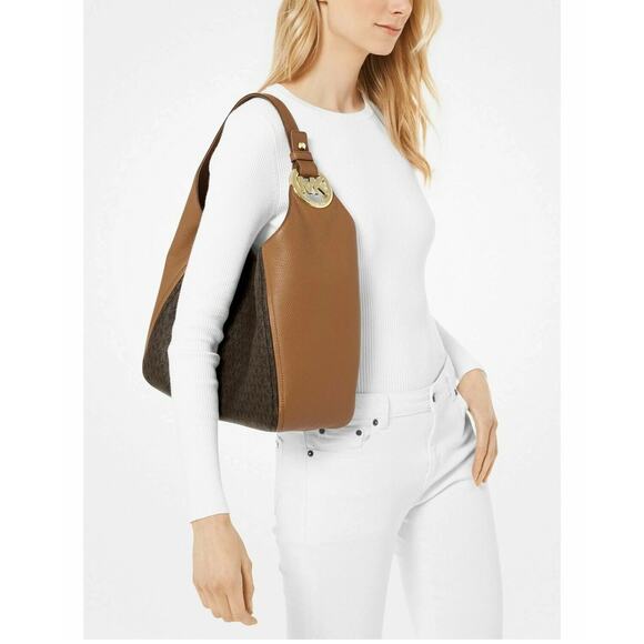 MICHAEL Michael Kors Women's Brown Fulton Large Leather Hobo Shoulder Bag NWT - Picture 1 of 12